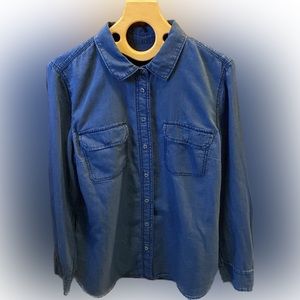 Talbots blouse, size L, blue cotton tencel